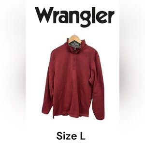 WRANGLER - Authentics Men's‎ 1/4 zip Red knit Fleece Sweater - Size L
